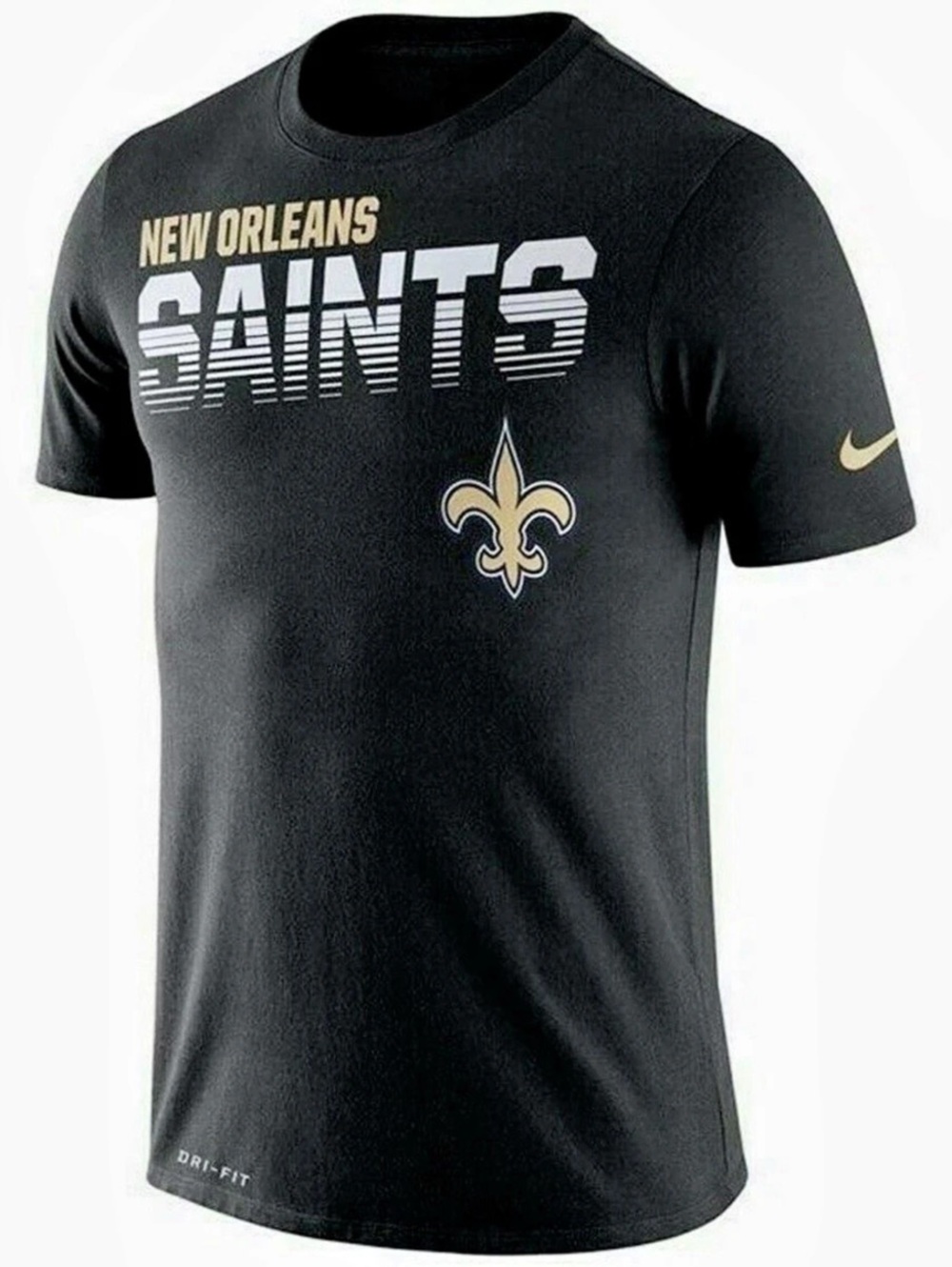 New Orleans Saints Nike Dri-Fit T-Shirt Black Gold Mens Athletic Gym Tee NFL XL